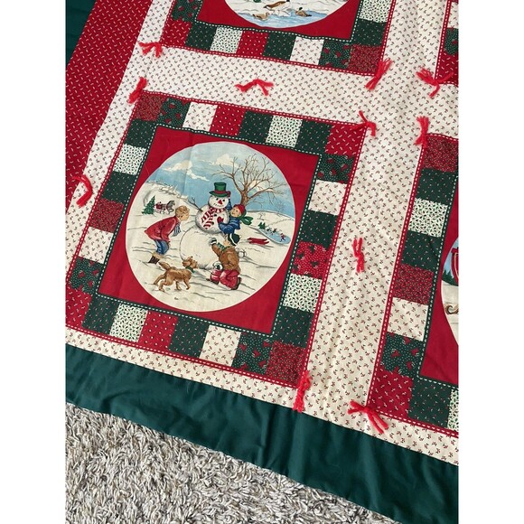 Homemade Christmas Winter Quilt Hand Tied Throw - Picture 3 of 6